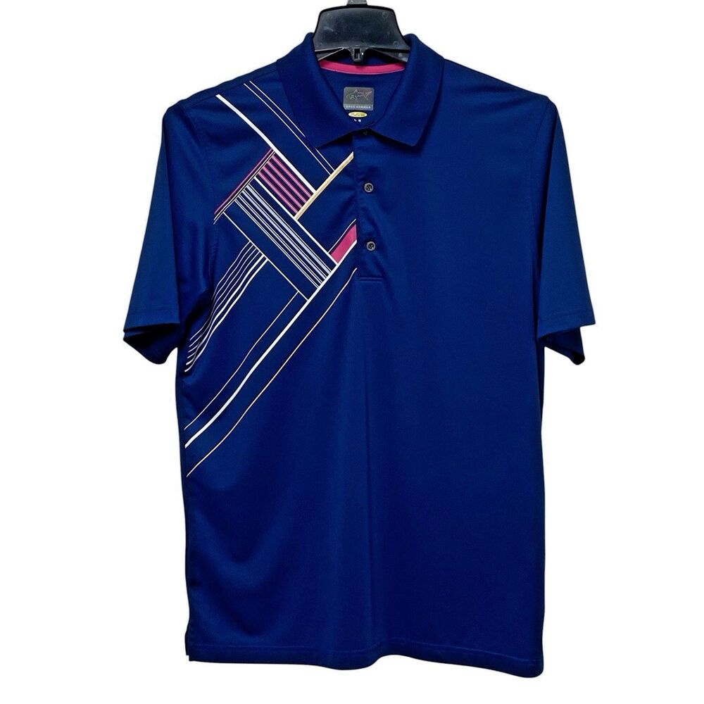 Greg Norman Play Dry Golf Polo Mens Medium M Navy Abstract Stretch